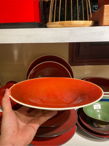 Đĩa soup 10.5 đỏ viền trắng