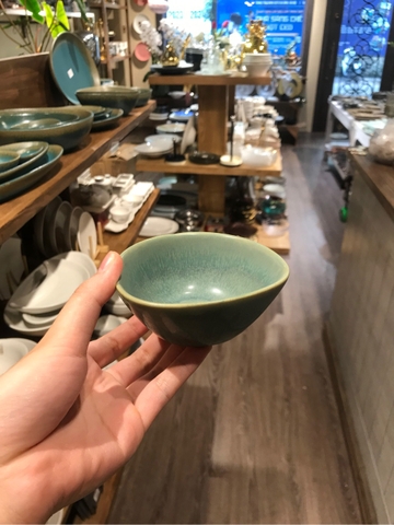 Chén cơm 10x4.5cm xanh lá đậm trổ (matte)