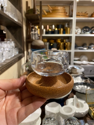 Set ly thuỷ tinh kèm chân gỗ