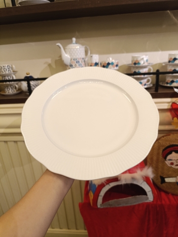 Đĩa nông 11.25inch trắng chấm bi vành