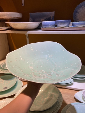 Tô méo 12.5inch xanh khảm