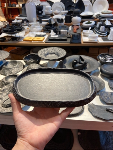 Đĩa oval VĐ 7.8inch đen méo C259