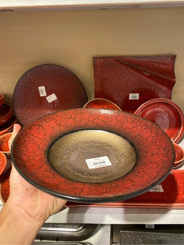 Đĩa soup 9 đỏ chàm đen lòng nâu