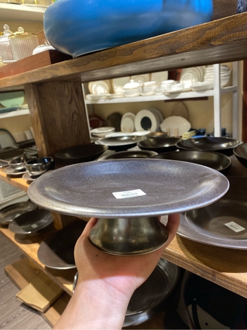 Đĩa hoa quả có chân 8.5inch Ngọc Trai Đen