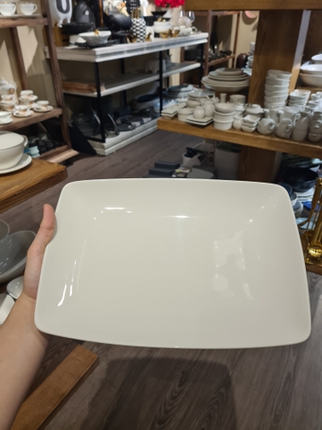 Dĩa chữ nhật phắng 31 x 22 cm Trắng Ngà