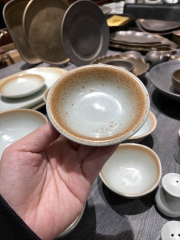 Chén chấm 9cm xanh ngọc viền nâu (matte)