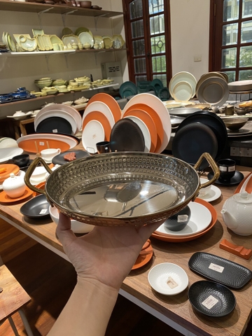 Chảo Oval ô vuông vàng hồng