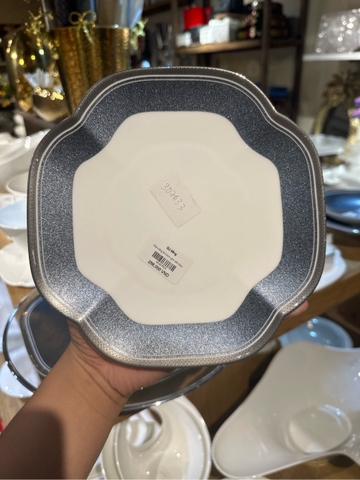 Đĩa nông 8.5inch ghi viền bạc