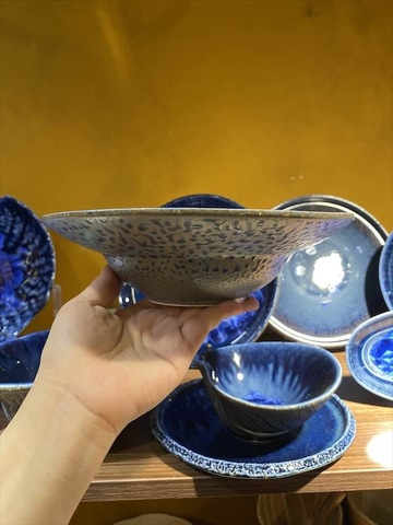 Đĩa soup 22cm hoa xanh