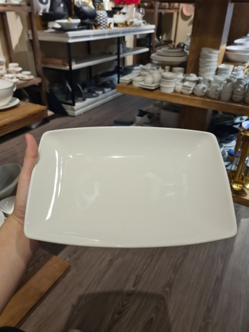 Dĩa chữ nhật phắng 27 x 18 cm Trắng Ngà