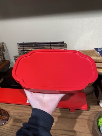 Tấm Gỗ Hoa 4 Cánh Oval Đỏ