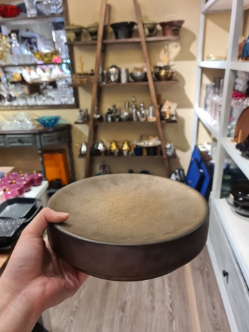 Khay tròn bằng 24x6cm nâu đồng