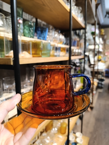 Cặp tách đĩa TT 220ml cam quai xanh