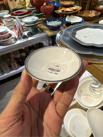Chén chấm 3.25 trắng viền bạc