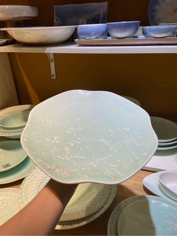 Đĩa phẳng 4 cánh 11inch xanh khảm