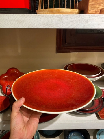 Đĩa nông 12 đỏ viền trắng