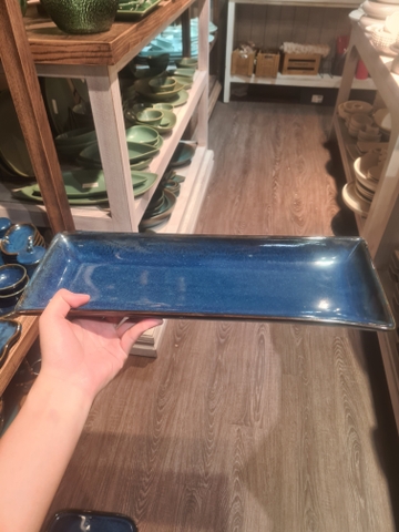 Dĩa CN 40x14.5cm xanh viền nâu