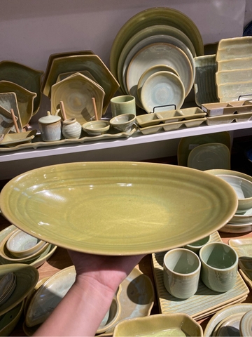 Đĩa oval 33x17cm xanh bơ