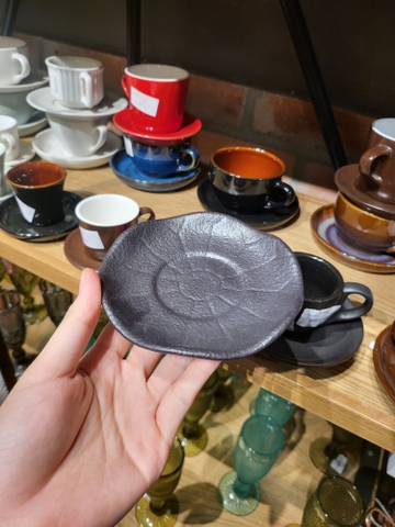 Dĩa lót tách Espresso sen 12 cm màu đen (không vệt)