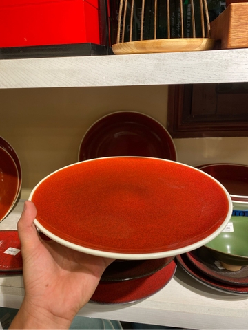 Đĩa nông 10.5 đỏ viền trắng