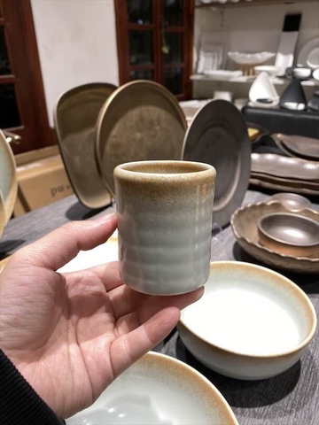 Hũ tăm 5.5 x 6.5cm xanh ngọc viền nâu (matte)