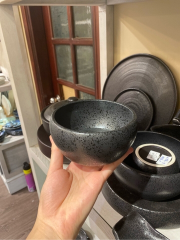 Tô tròn dầy 12.5x6.5cm màu đen (không vệt)