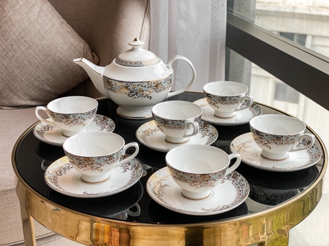 Bộ trà xanh ngọc dây vàng