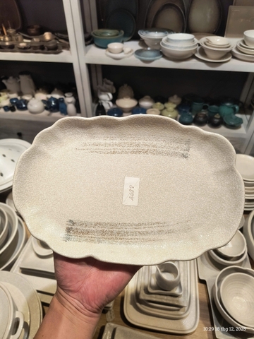 Đĩa oval bông 30x20 cm lộc phát có vệt