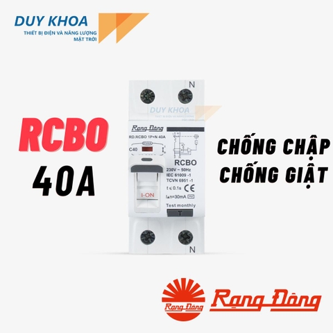 RCBO Bảo vệ quá tải và chống dòng rò chống giật Rạng Đông