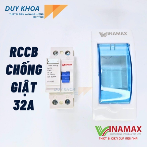 Cầu dao Aptomat Vinamax CB chống giật, chống dòng rò từ 32A đến 63A với hộp đựng nắp đậy