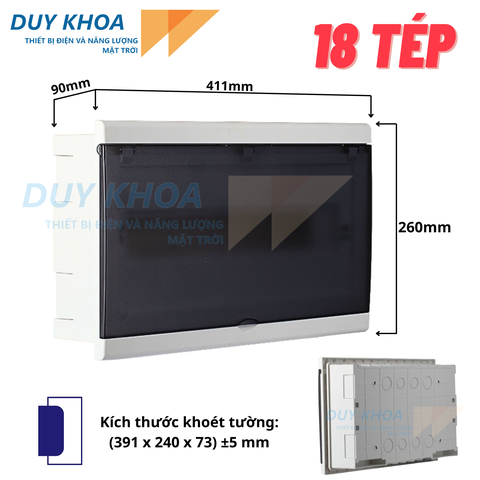 Tủ điện âm tường Rạng Đông Đế nhựa, mặt ốp - mặt che nhựa ABS - PC chống va đập vượt trội, chịu nhiệt cao, cách điện tốt TAT01
