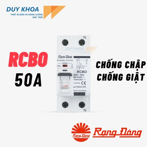 RCBO Bảo vệ quá tải và chống dòng rò chống giật Rạng Đông