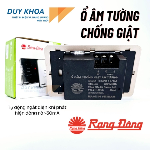 Ổ Cắm Chống Giật Âm Tường Rạng Đông công suất 3000W có dây tiếp địa