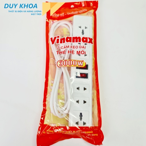 Ổ Cắm Điện 6 Cửa 2 Công tắc Màu Trắng Công suất 3000w Vinamax