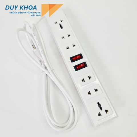Ổ Cắm Điện 6 Cửa 2 Công tắc Màu Trắng Công suất 3000w Vinamax