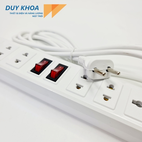 Ổ Cắm Điện 6 Cửa 2 Công tắc Màu Trắng Công suất 3000w Vinamax