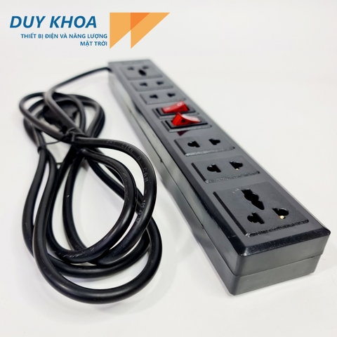 Ổ Cắm Điện 6 Cửa 2 Công tắc Màu Đen Công suất 3000w Vinamax