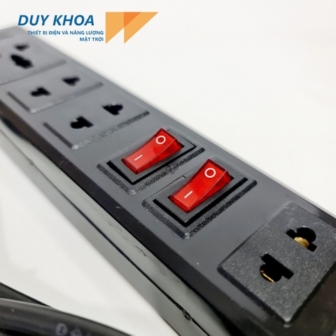 Ổ Cắm Điện 6 Cửa 2 Công tắc Màu Đen Công suất 3000w Vinamax