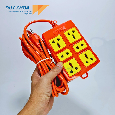 Ổ cắm điện 6 lỗ lõi sứ Vinamax Không dây, dây 3m, dây 5m 4000W | Máy giặt, tủ lạnh