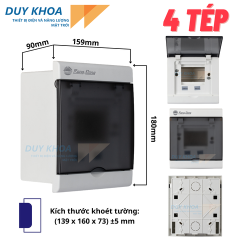 Tủ điện âm tường Rạng Đông Đế nhựa, mặt ốp - mặt che nhựa ABS - PC chống va đập vượt trội, chịu nhiệt cao, cách điện tốt TAT01