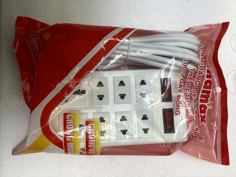 Ổ Cắm Điện 8 Lỗ Cắm (2 Công Tắc) Màu Trắng Vinamax