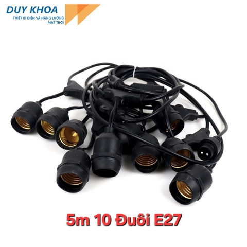Dây đèn led 5m 10 đuôi đèn E27