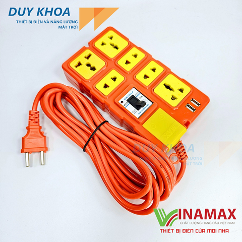 Ổ cắm điện chịu tải 6 lõi sứ  2 cổng USB có CB30A Vinamax