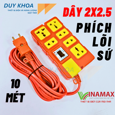 Ổ cắm điện chịu tải 6 lõi sứ Có CB30A Phiên bản mới Vinamax