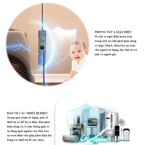 Ổ cắm chống giật Rạng Đông Chống quá tải và chống dòng rò tiêu chuẩn chất lượng