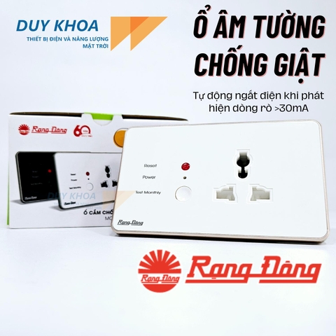 Ổ Cắm Chống Giật Âm Tường Rạng Đông công suất 3000W có dây tiếp địa