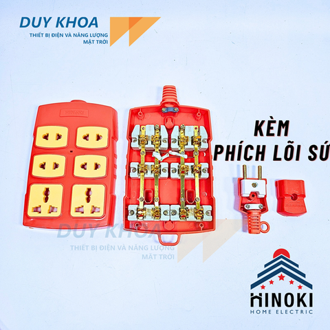 Ổ cắm điện 6 lõi sứ Hinoki – Bền chắc, chịu tải tốt, an toàn cho gia đình