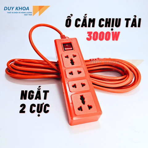 Ổ cắm 4 lỗ có công tắc ngắt 2 cực 2E chịu tải Vinamax