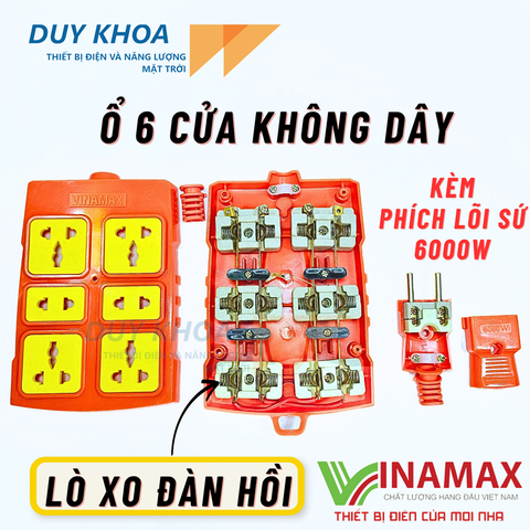 Combo Ổ cắm điện chịu tải lõi sứ kèm phích lõi sứ chịu tải 6000W Vinamax