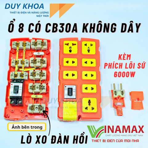Combo Ổ cắm điện chịu tải lõi sứ kèm phích lõi sứ chịu tải 6000W Vinamax